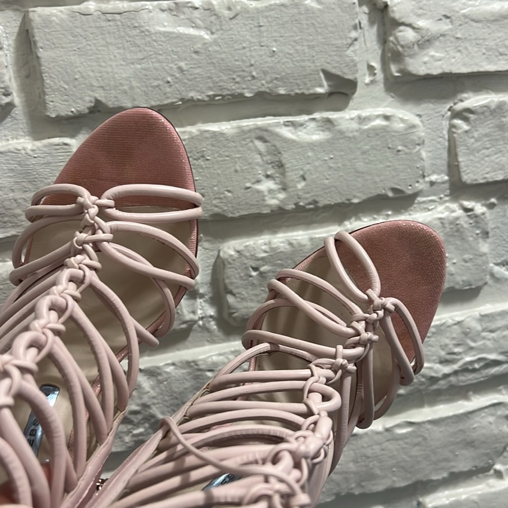 Sophia Webster LACEY pink glitter crystal tassels multi strap sandal hee… - Picture 9 of 9
